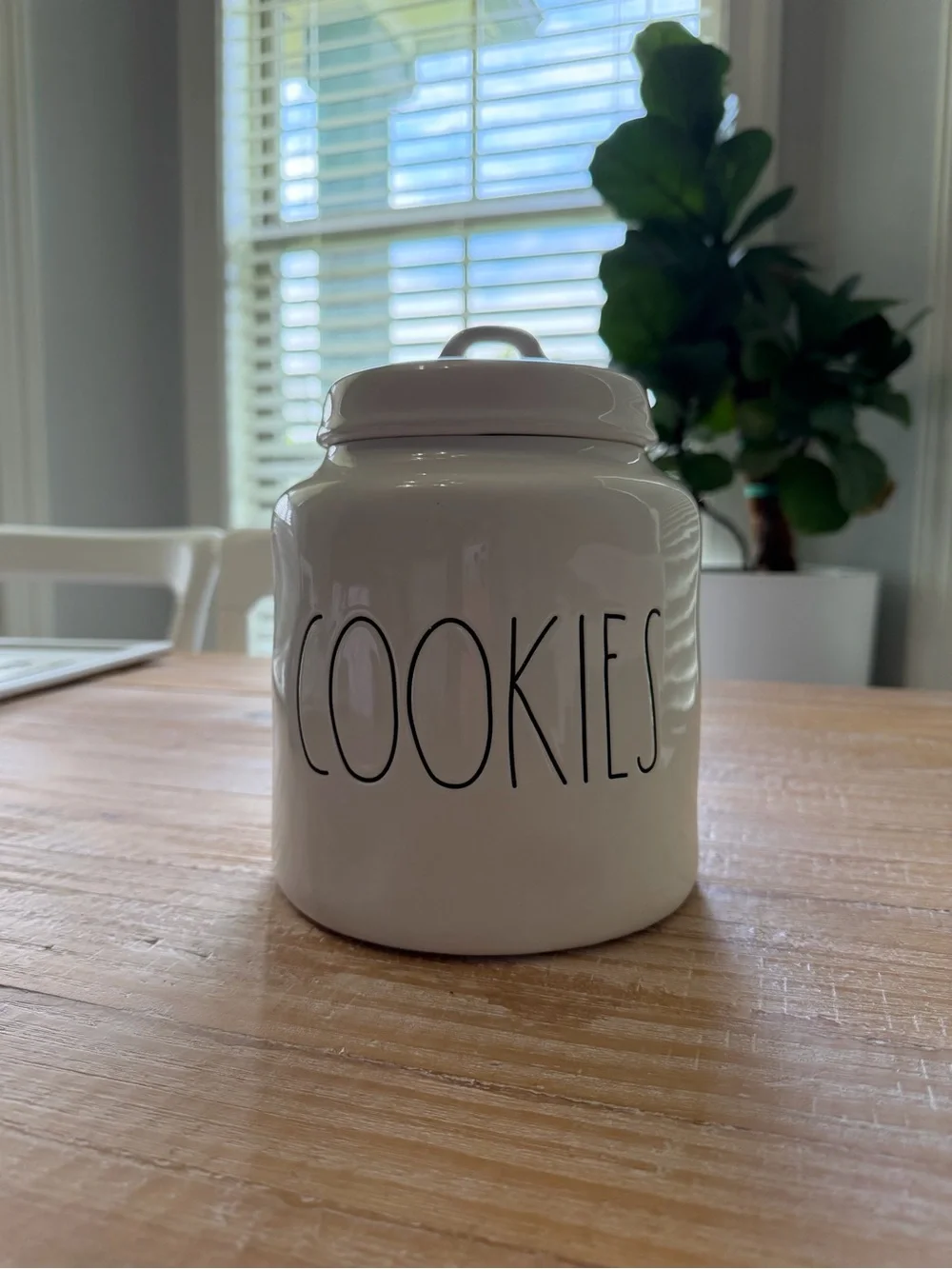 Rae Dunn White Ceramic 'COOKIES' Canister with Black Lettering